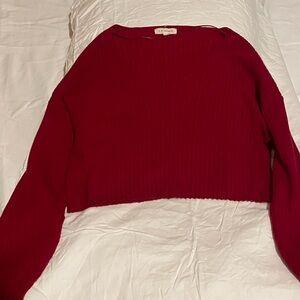 Pacsun Red V-Neck Cropped Ribbed Sweater